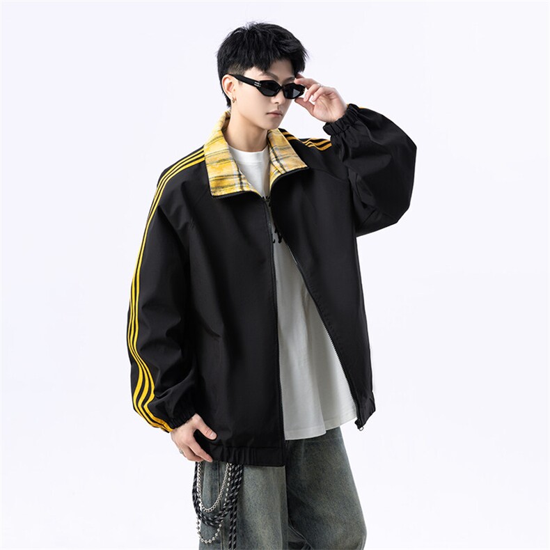 港风美式字母刺绣日系条纹立领夹克外塔男XZ213-JK5529-P90控128,男装夹克,星座213