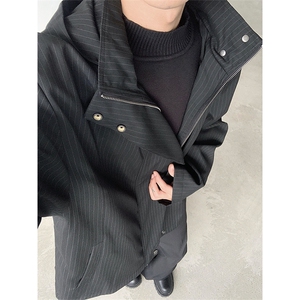 现货！高品质男士条纹质感西服连帽冲锋衣夹克外套JK72-P118图片