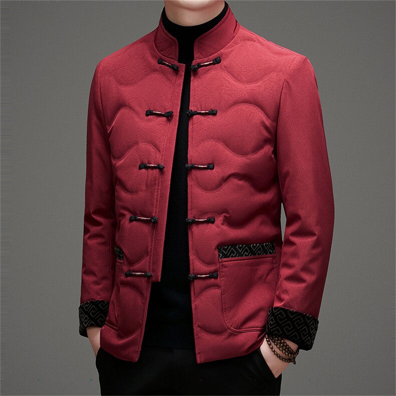风唐装羽绒服复古盘扣中年外套爸爸装上衣MJ596-P195图片