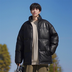 特批P70无差价冬款立领PU皮棉服外套男时尚潮牌防风防寒棉袄M2916，男装棉衣，电商A001-1