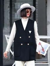 2022新款洋气三角标欧范儿羊毛双面呢马甲，女装马甲，L·H·X