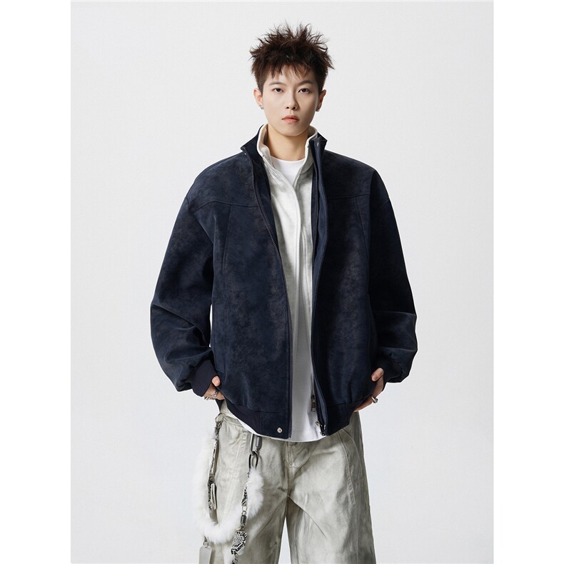 内里扎染卫衣假两件M-5XL大码面层PU皮男夹克JK78108P85控138,男装夹克,星座226-1