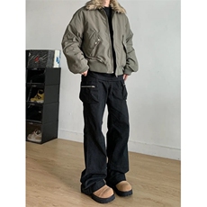 【有货】S476CC-特P98毛领工装棉服男加厚短款飞行夹克外套，男装夹克，星座1007（原301D）