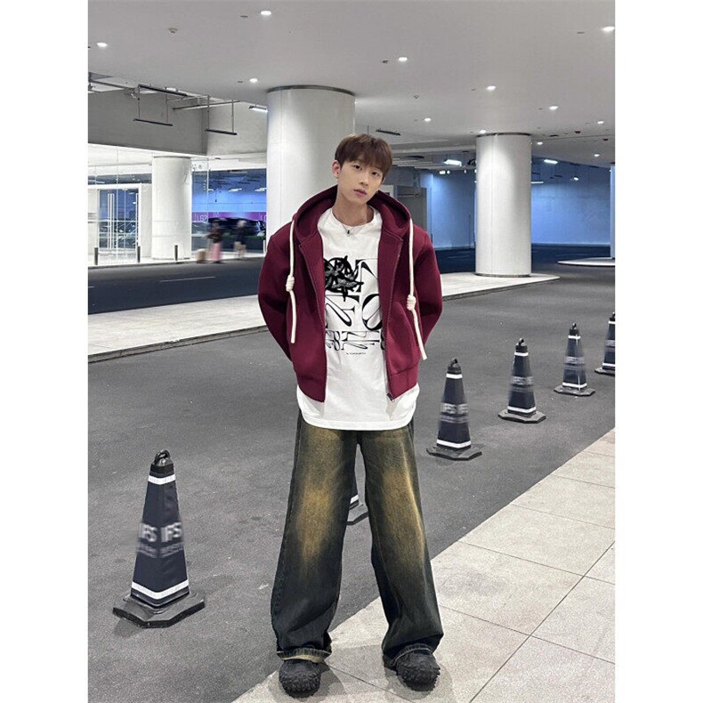 【有货】6611CC-特P58手工编绳连帽卫衣男春秋短款开衫外套,男装卫衣,星座1007（原301D）