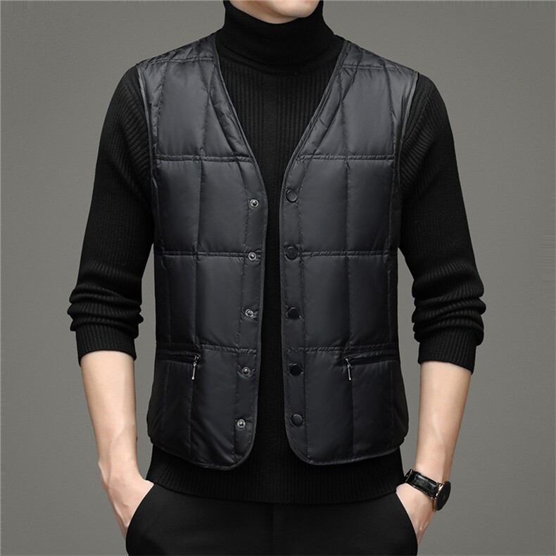 BD2101钱塘2020-2中年男士休闲简约纯色加厚羽绒服马甲P130,男装羽绒服,钱塘207-2