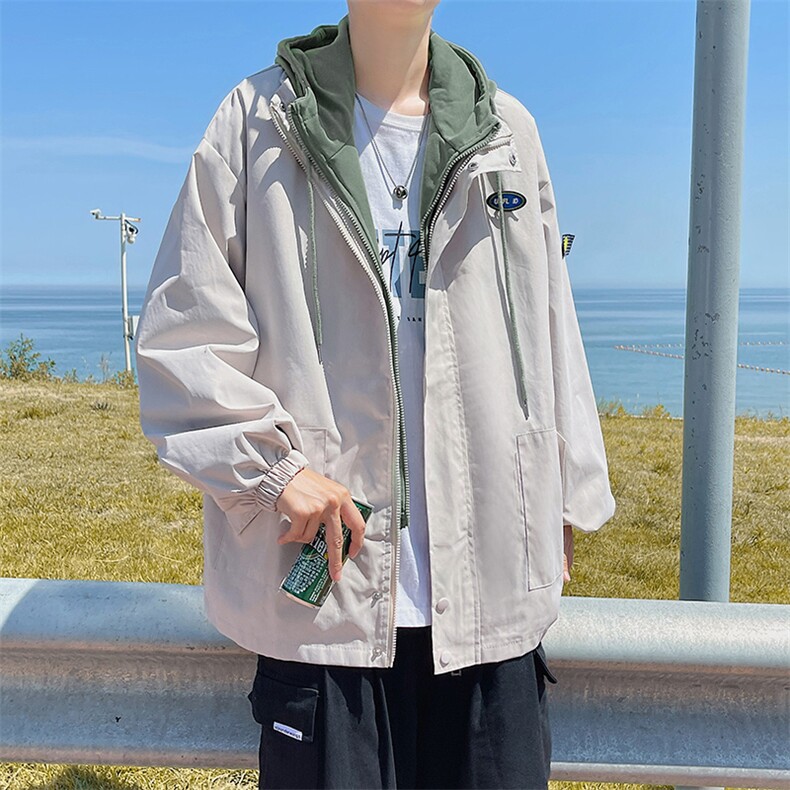 韩版工装休闲纯色工装男女个性夹克日系外套连帽W1297-P60,男装夹克,星座512-2