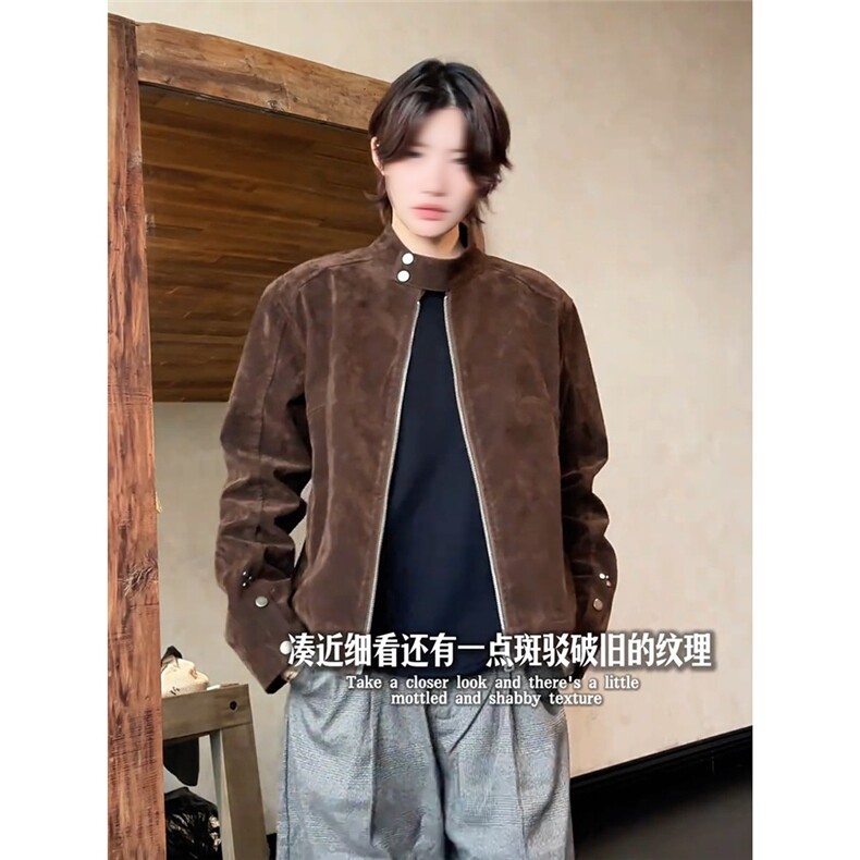 P62网图JK32鹿皮绒复合高克重外套咖啡色黑色M到2XL,女装短外套,星座506A