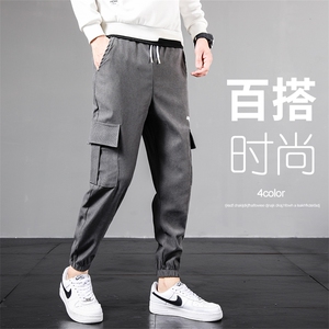 春秋季青少年ins工装裤男潮牌束脚学生机能宽松休闲裤韩版九分裤图片