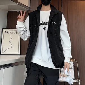 MJ156/P55秋装满天星马甲两面穿男宽松情侣百搭两面服背心外套图片