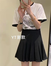 字母短袖T恤衫，女装T恤，玉米青豆