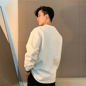 极简百搭轻薄休闲长袖卫衣男士潮牌宽松日系复古男上衣口袋WYT100图片