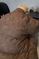 港风PU皮复古做旧设计钢印棉衣男MY77096P130控198抖控228，男装棉衣，星座227-7