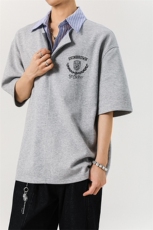 1假两件衬衫领POLO衫M-5XL大码潮流休闲短袖T恤DX78040特P48控78，男装T恤，星座226-2
