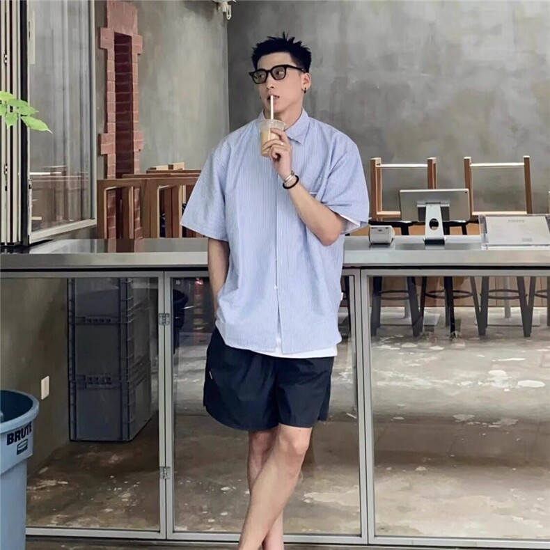 【有货】DC220-特P30春秋港风日系短袖衬衣设计感小众ins潮,男装衬衫,星座603-2