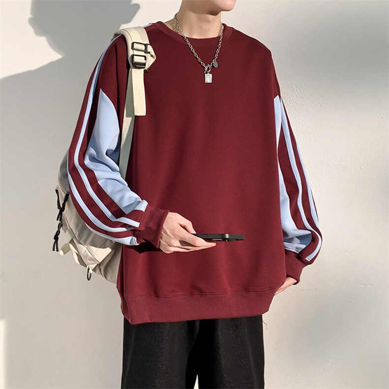 W6498-P40秋季新款300克美式vibe拉条圆领套头宽松卫衣,男装卫衣,星座109-1