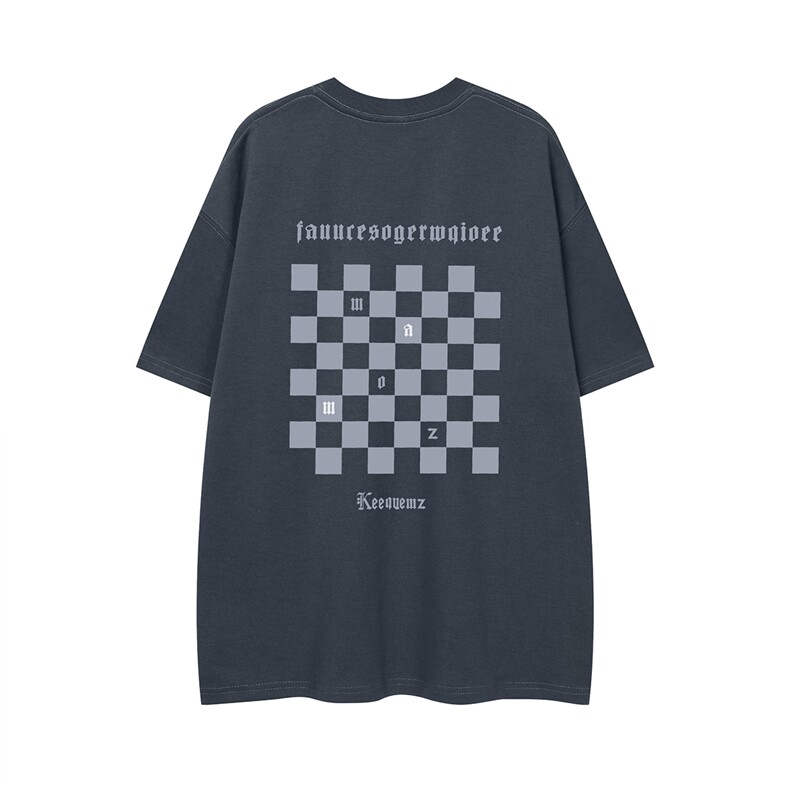23夏款时尚高克重棋盘格短袖情侣纯棉五分袖T恤T1114P25控38,男装T恤,电商A247-1