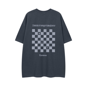 23夏款时尚高克重棋盘格短袖情侣纯棉五分袖T恤T1114P25控38图片