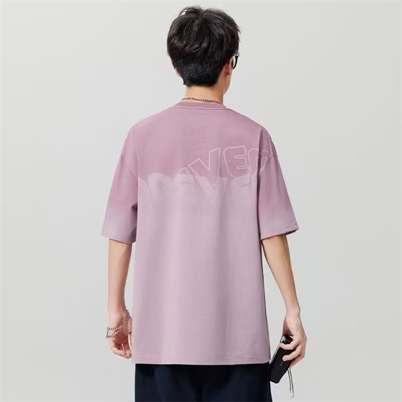 渐变印花短袖男夏季新款宽松t恤男半袖青少年潮流痞帅休闲T恤男,男装T恤,星座506A