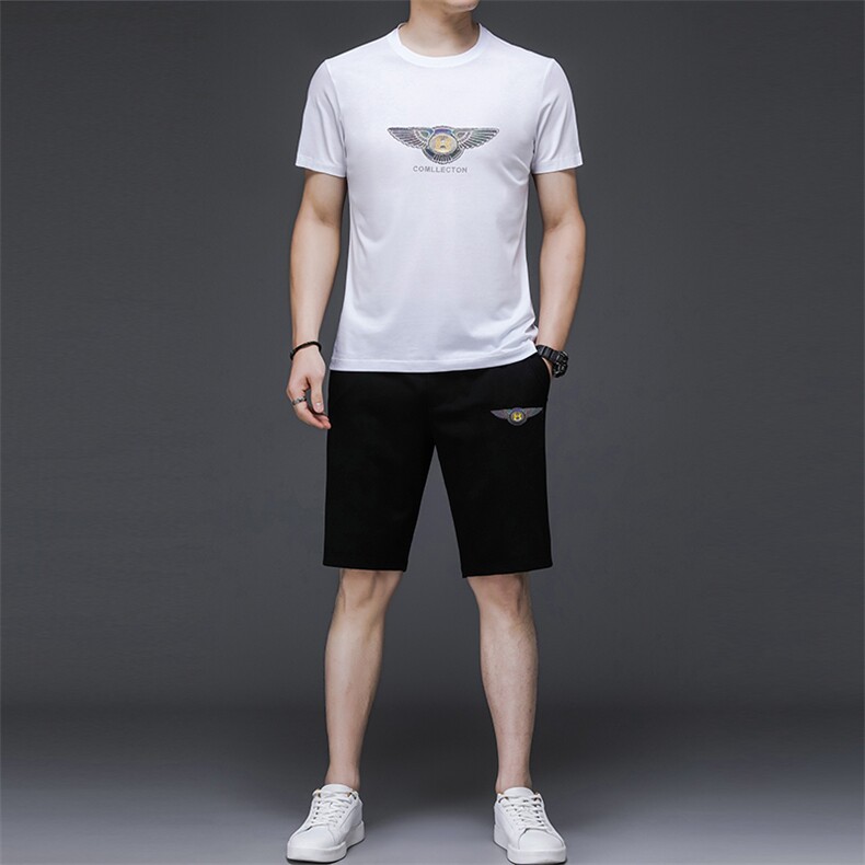 2023年夏款潮流休闲时尚男士运动短裤短袖套装P130,男装休闲套装,电商D223-1