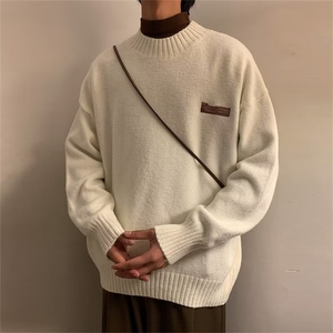 美式街头设计感圆领毛衣男慵懒风休闲针织衫ZM09P39图片