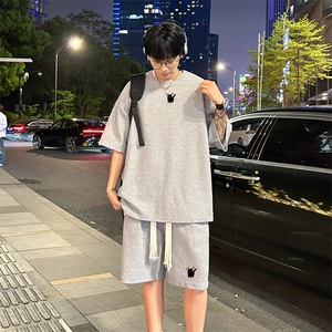 套装！ 华夫格套装短袖T恤短裤男 TZ196-特P 38图片