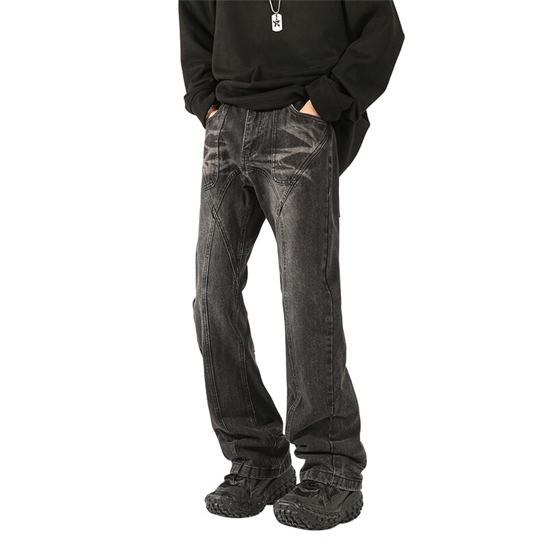 美式高街拼接水洗牛仔裤潮流宽松休闲裤A161-S2391-P64,男装牛仔裤,电商A161