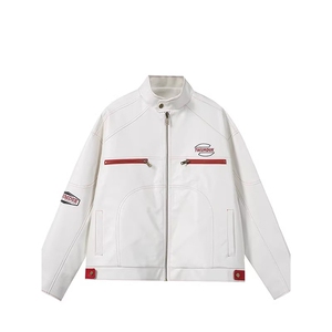 GP100-P60 美式短款赛车服pu皮刺绣外套图片