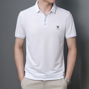 男士2022休闲商务短袖POLO衫纯色翻领中年爸爸装上衣ZL1236-P55图片