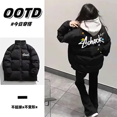 1506-1/MB3-781/P64潮牌小花印花英文情侣百搭棉服宽松显瘦男女款，男装棉衣，星座1506-1