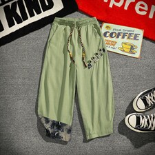 DK2009中性夏季男女休闲短裤东北大花民族风风汉服演出五分裤图片