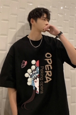 京剧脸谱麂皮绒短袖t恤男大码半袖男JD82161-P25，男装T恤，电商A040