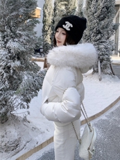 新款现货2181-P335=K469白鸭绒90绒配高仿毛领可脱卸，女装羽绒服，韩然一族