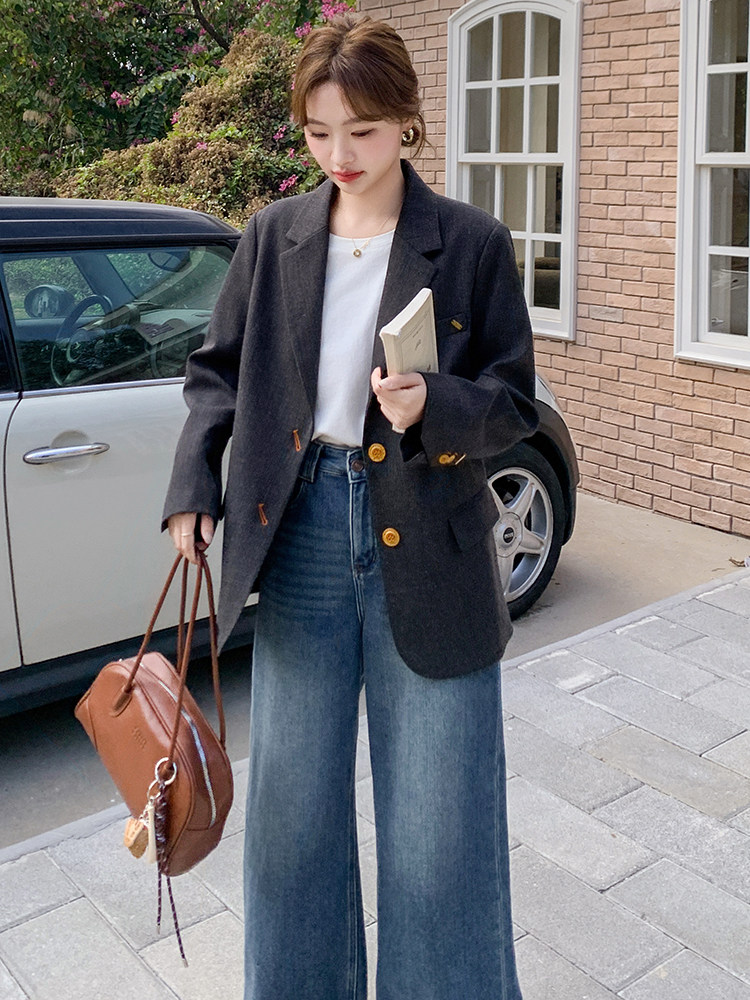 高级感黑色西装外套女2025春季新款韩版宽松休闲气质通勤西服爆款,女装套装/套裙,浙宝069