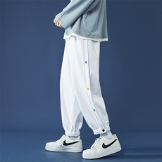 休闲裤男秋韩版排扣阔腿裤港风潮牌宽松束脚裤A125-DK911-P50，男装休闲裤，电商A125