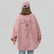 中性24秋款麂皮绒字母印花长袖衬衫A268-S672P55控68，男装衬衫，电商A268