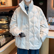 冬季压褶立领棉衣男生美式ins复古潮牌宽松百搭加厚纯色棉服外套，男装棉衣，星座506A