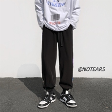 2024春新款撞色拼接宽松抽绳束脚休闲裤运动裤KZ15-P55控79，男装休闲裤，星座914-3
