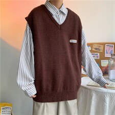 高品质日系港风潮流毛衣马甲背心春秋针织宽松休闲毛衣M183-P38，男装背心/马甲，星座512-4