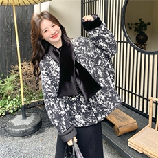 文艺范复古围巾款丝绒拼接羽绒服女冬季2025新款90白鸭绒保暖外套，女装羽绒服，慧尚依恋