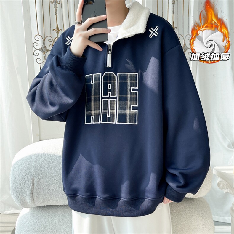 2024冬季新款旋律风车大码绣花加绒卫衣M-5XHW24953-P60,男装卫衣,电商A022