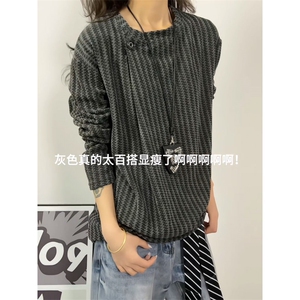 XZ809A/CX611/特P24/控48 鱼骨纹设计感领口长袖T恤卫衣图片