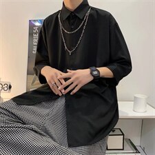 方领时尚潮百搭青春流行衬衫男七分袖送项链C606P32,男装衬衫,星座1116-2