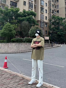 新款美式高街ins小众拉链排扣破洞休闲牛仔裤货号K642P6078图片