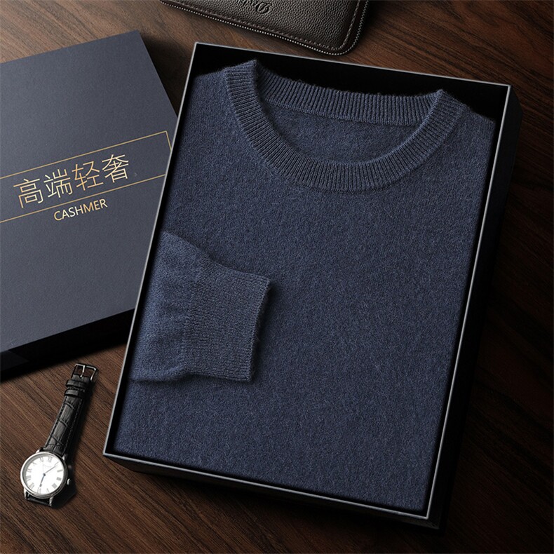 2024年秋季圆领长袖时尚都市纯色气质简约衫,男装羊绒套衫,玉景羊绒