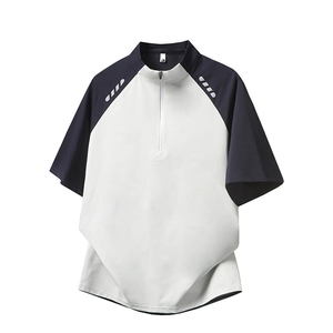 半拉链拼接速干短袖夏季宽松凉感冰丝T恤 M-5XL FST569 特p25控48图片
