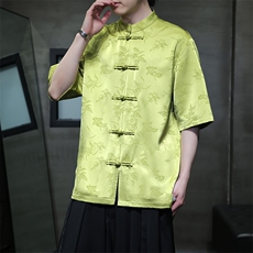 风新款夏季新中式汉服五分袖衬衫短袖T恤男T2802-p65，男装T恤，电商A021