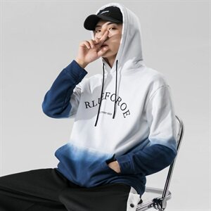 秋季渐变色套头卫衣男连帽百搭宽松运动休闲男潮牌DF73T图片