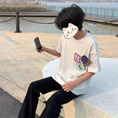 万针全刺绣工艺抖音得物高品质260克重磅纯棉双纱美式高街短袖T恤，男装T恤，电商A486