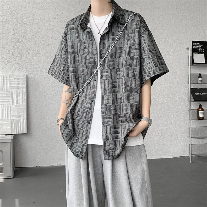 8XL-M花衬衫男款短袖夏季冰丝薄款花衬衣大码寸衫外套DC28013P38,男装衬衫,电商B312