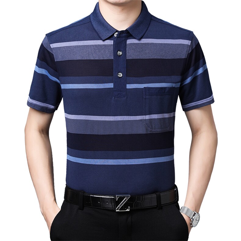 百搭时尚polo男士短袖上衣条纹夏季宽松中年潮流T恤HM1501-P60,男装Polo衫,星座1105-3